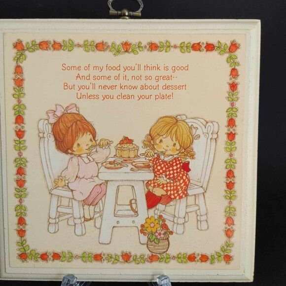 Vintage Springbok Hallmark Wooden Wall Hanging Plaque Dessert Friends 7 inch - Picture 2 of 7